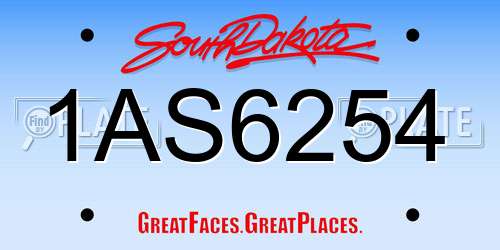 1AS6254 South Dakota License Plate