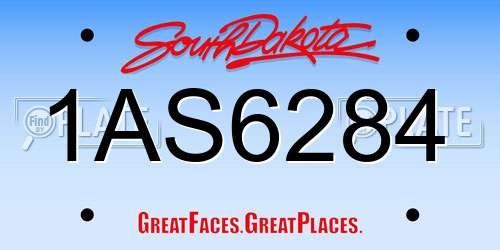 1AS6284 South Dakota License Plate