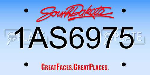 1AS6975 South Dakota License Plate