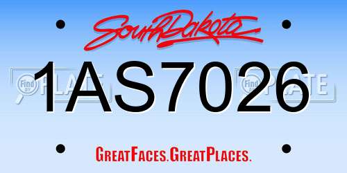1AS7026 South Dakota License Plate