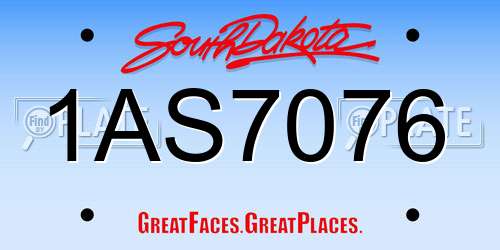 1AS7076 South Dakota License Plate