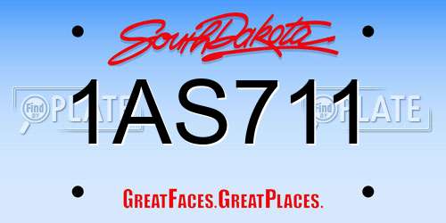 1AS711 South Dakota License Plate