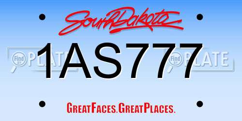 1AS777 South Dakota License Plate