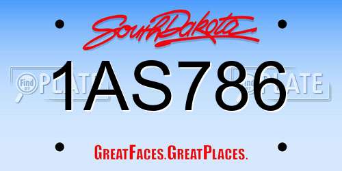 1AS786 South Dakota License Plate