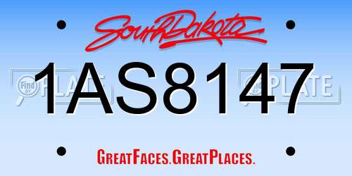 1AS8147 South Dakota License Plate