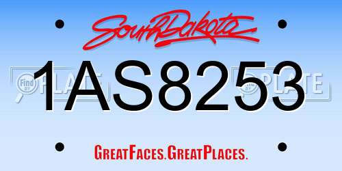 1AS8253 South Dakota License Plate