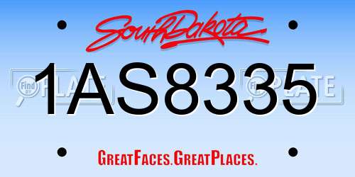 1AS8335 South Dakota License Plate