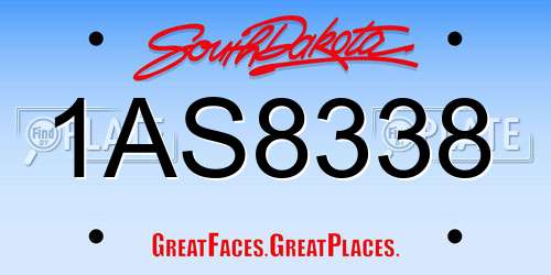 1AS8338 South Dakota License Plate