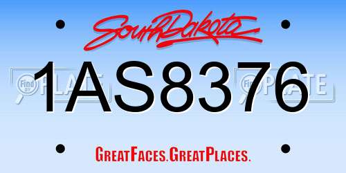 1AS8376 South Dakota License Plate