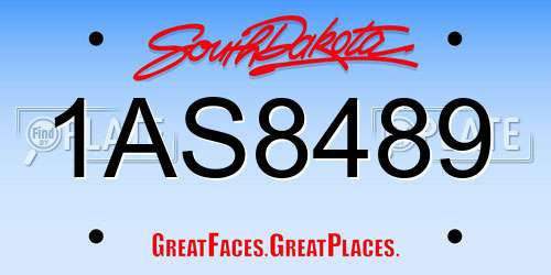 1AS8489 South Dakota License Plate