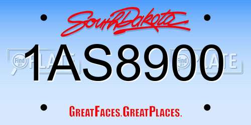 1AS8900 South Dakota License Plate