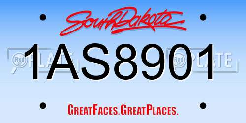 1AS8901 South Dakota License Plate