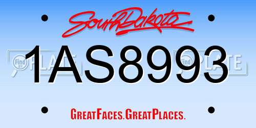 1AS8993 South Dakota License Plate