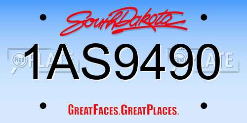 1AS9490 South Dakota License Plate