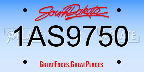 1AS9750 South Dakota License Plate