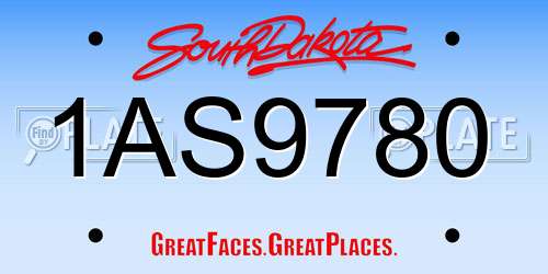 1AS9780 South Dakota License Plate