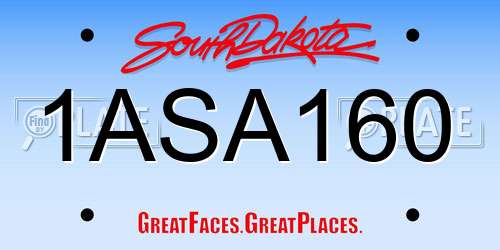 1ASA160 South Dakota License Plate