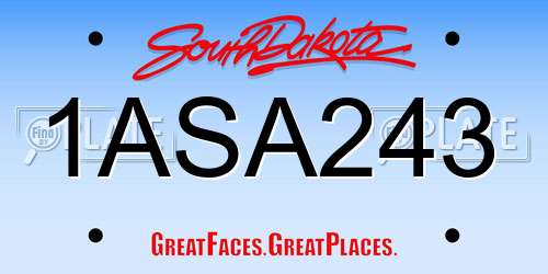 1ASA243 South Dakota License Plate
