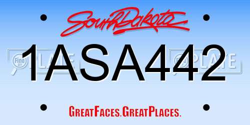 1ASA442 South Dakota License Plate