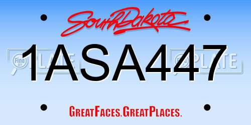 1ASA447 South Dakota License Plate