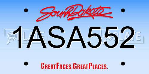 1ASA552 South Dakota License Plate