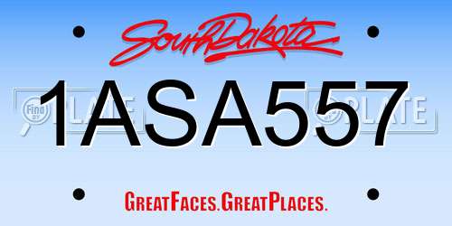 1ASA557 South Dakota License Plate
