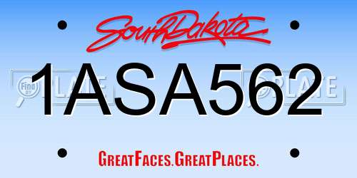 1ASA562 South Dakota License Plate