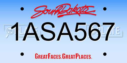 1ASA567 South Dakota License Plate