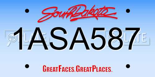 1ASA587 South Dakota License Plate