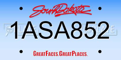 1ASA852 South Dakota License Plate