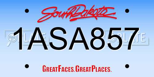 1ASA857 South Dakota License Plate