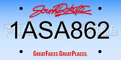 1ASA862 South Dakota License Plate