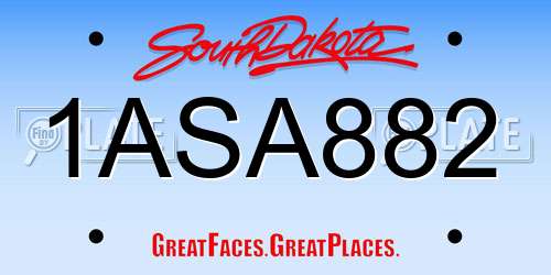 1ASA882 South Dakota License Plate