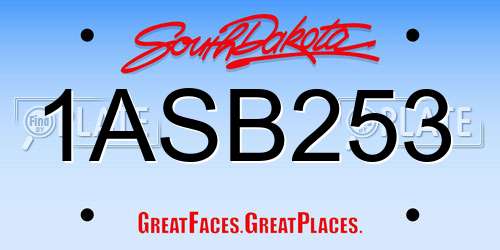 1ASB253 South Dakota License Plate