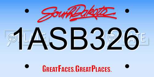 1ASB326 South Dakota License Plate