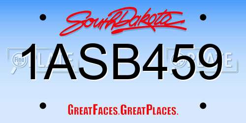 1ASB459 South Dakota License Plate