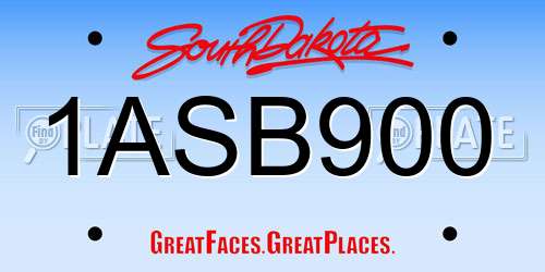 1ASB900 South Dakota License Plate