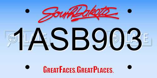 1ASB903 South Dakota License Plate