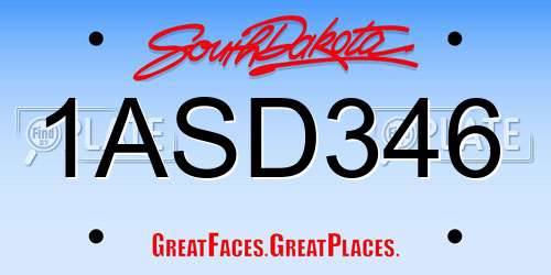 1ASD346 South Dakota License Plate