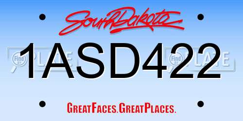 1ASD422 South Dakota License Plate