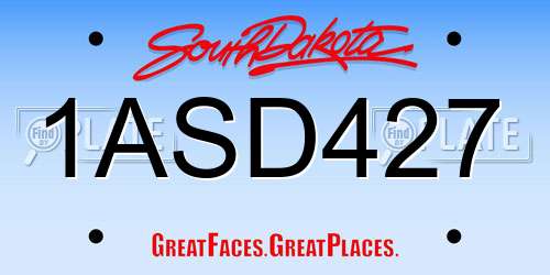 1ASD427 South Dakota License Plate