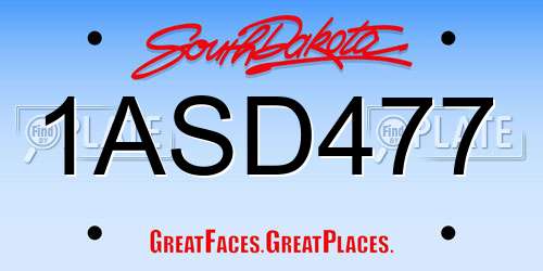1ASD477 South Dakota License Plate