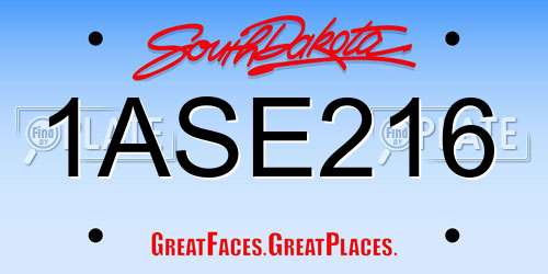 1ASE216 South Dakota License Plate