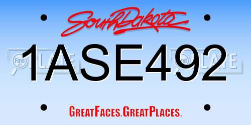 1ASE492 South Dakota License Plate