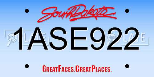 1ASE922 South Dakota License Plate