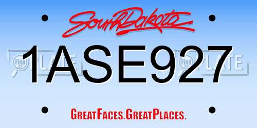 1ASE927 South Dakota License Plate