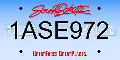 1ASE972 South Dakota License Plate