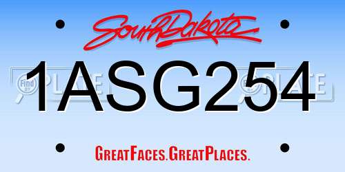 1ASG254 South Dakota License Plate