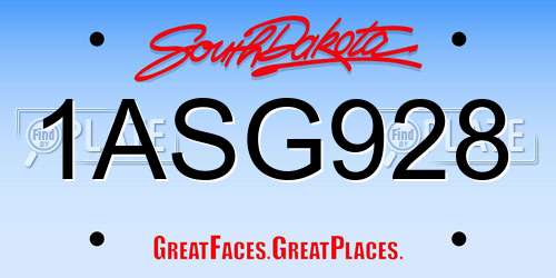 1ASG928 South Dakota License Plate
