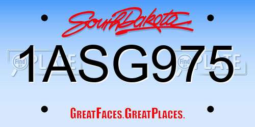 1ASG975 South Dakota License Plate